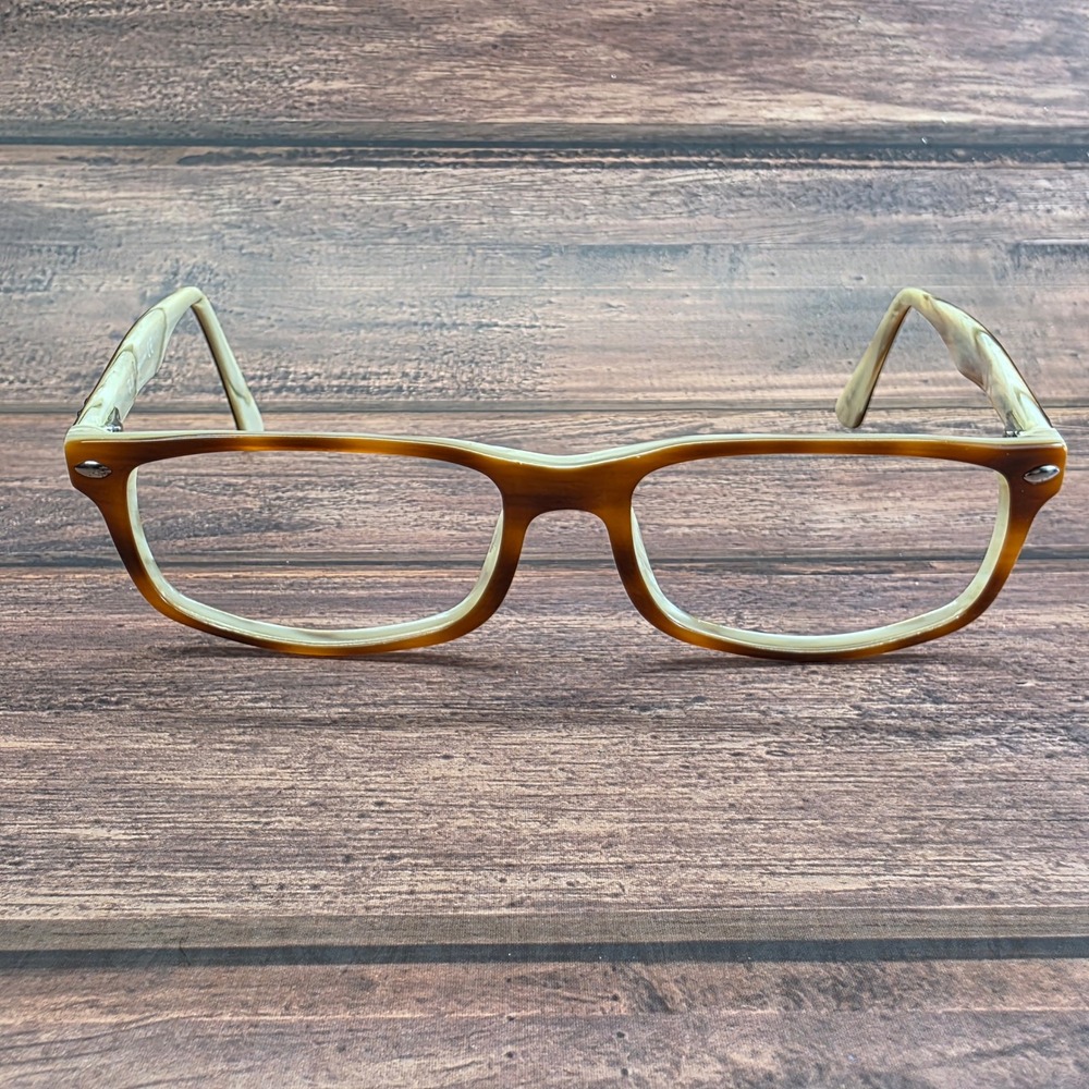 Ray-Ban RB 5162 Eyeglasses Brown Cream Marbled Rectangular Frames 52-16-140